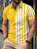 Metro Arden Men's Lapel Striped Polo Shirt
