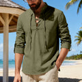 Metro Men's Linen Long-Sleeve Henley Shirt