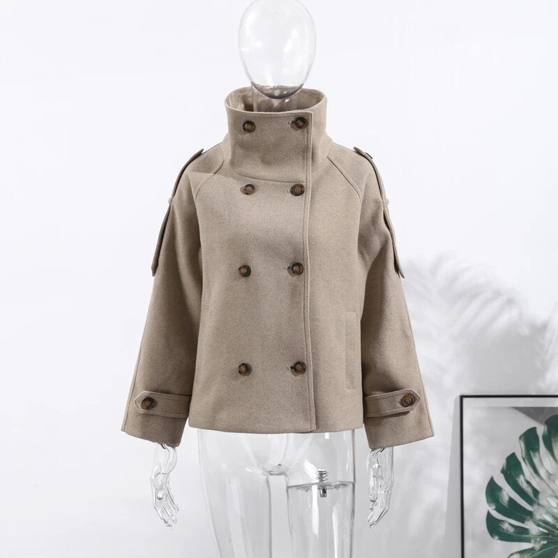 Lumen Short Stand-Collar Trench Coat