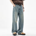 Indigo Men's Straight Ripped Jeans