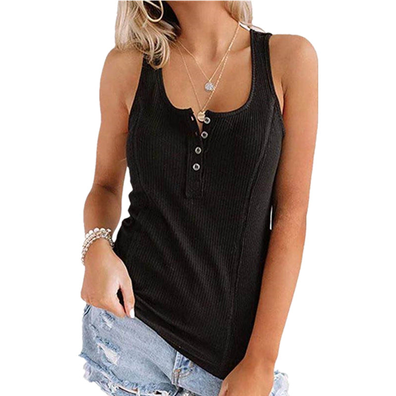 Aurelia Button Solid Tank Top