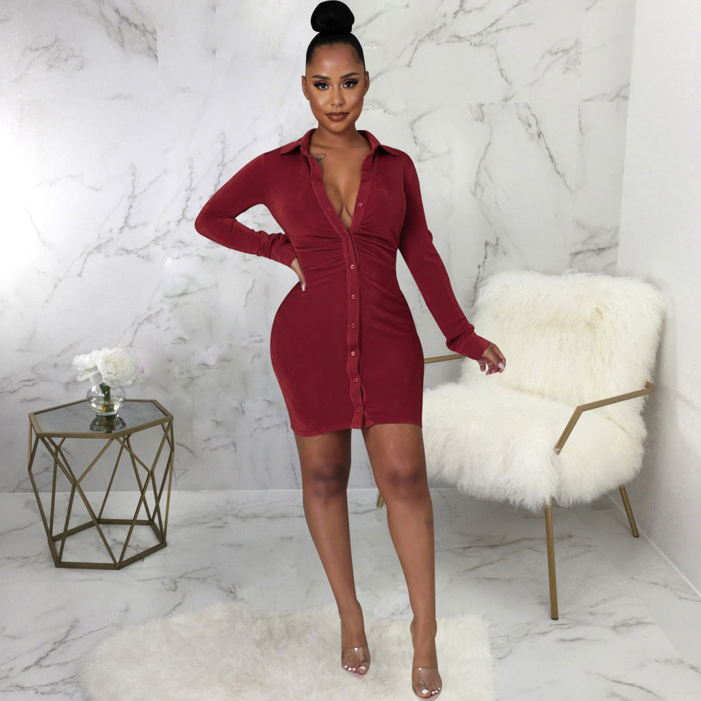 Nova Solid Shirt Dress