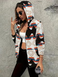 Cove Geometric Hooded Sherpa Jacket, view 3
