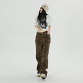 Indigo Relaxed Wide-Leg Leopard Jeans