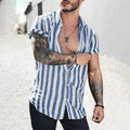 Metro Men's Linen Lapel Striped Cardigan
