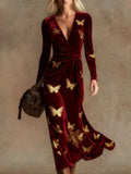 Nova Long-Sleeve V-Neck Maxi Dress