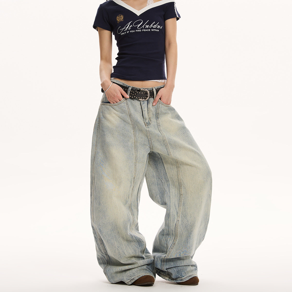 Indigo Relaxed Retro Wide-Leg Jeans