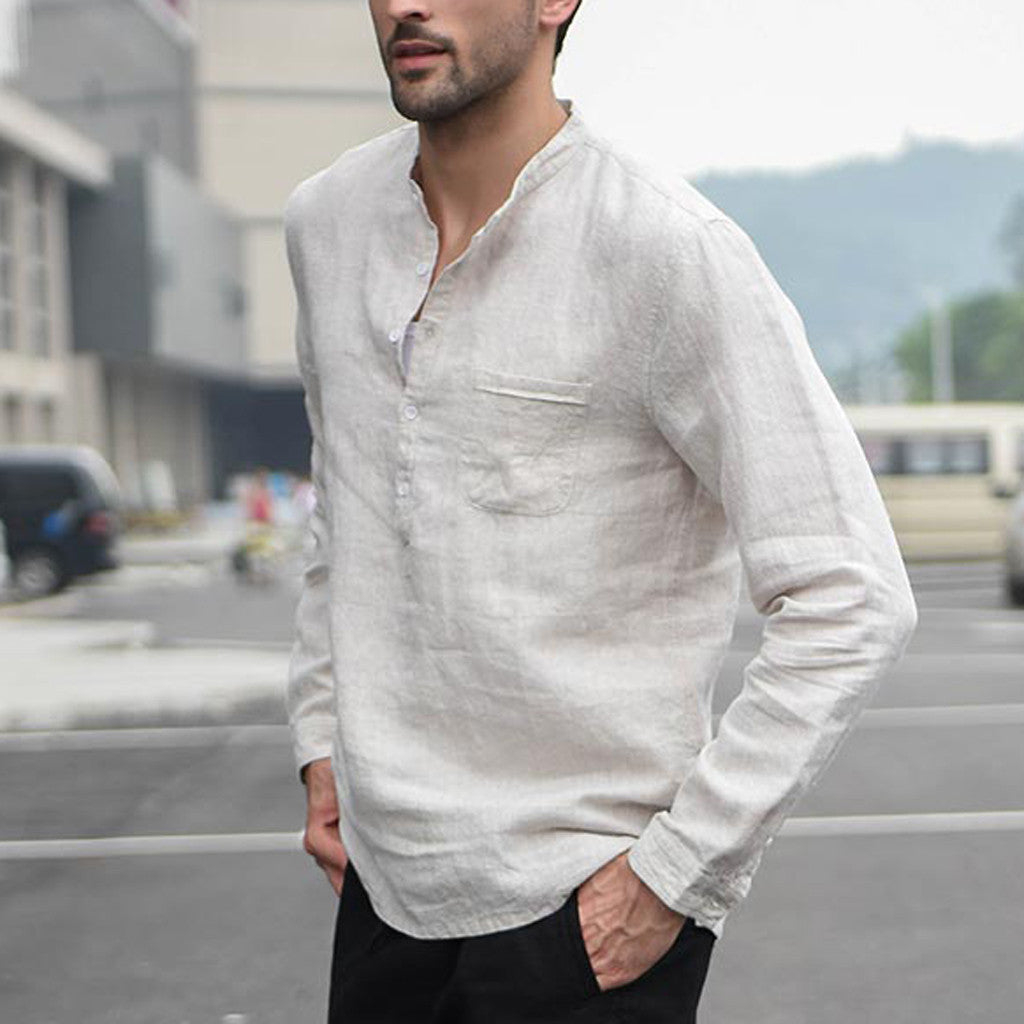 Metro Men's Linen Button Vintage Shirt