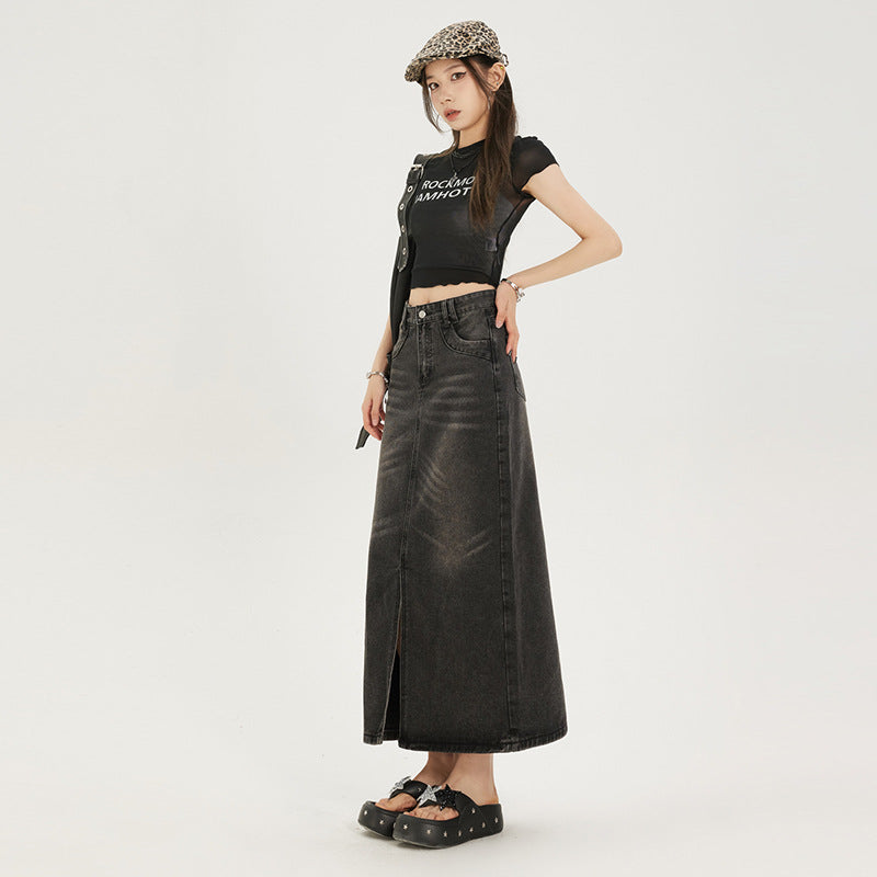 Sway Garnet Retro Denim Skirt