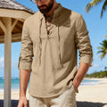 Metro Men's Linen Long-Sleeve Henley Shirt