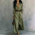 Nova Long V-Neck Shirt Dress
