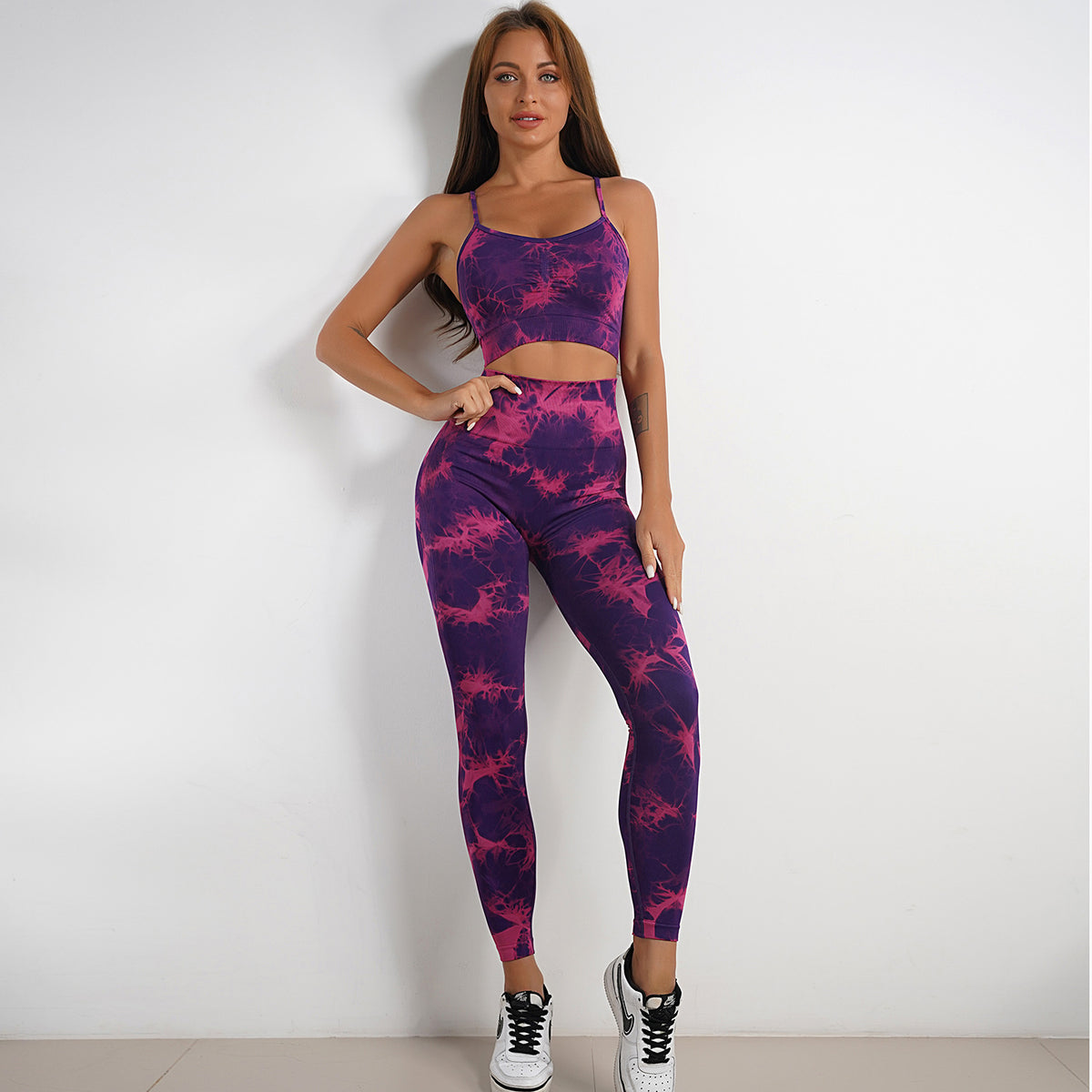 SculptForm High-Waist Tie-Dye Printed Co-ord Set