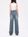 Indigo Distressed Retro Straight Jeans