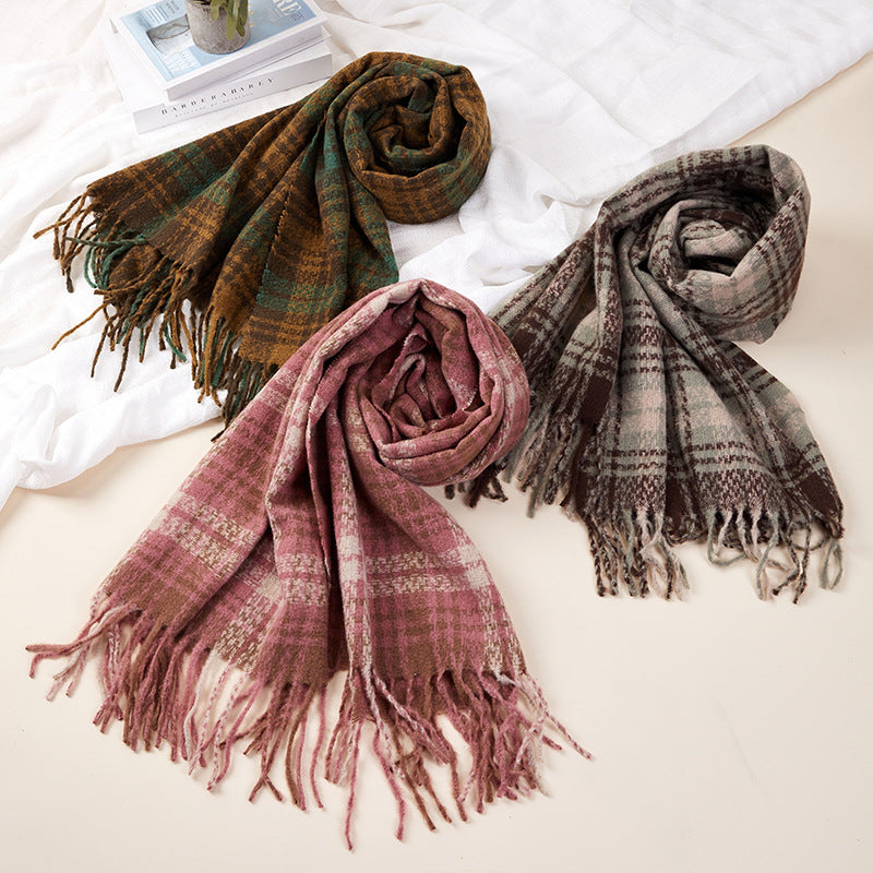 Ember Plaid Thick Scarf