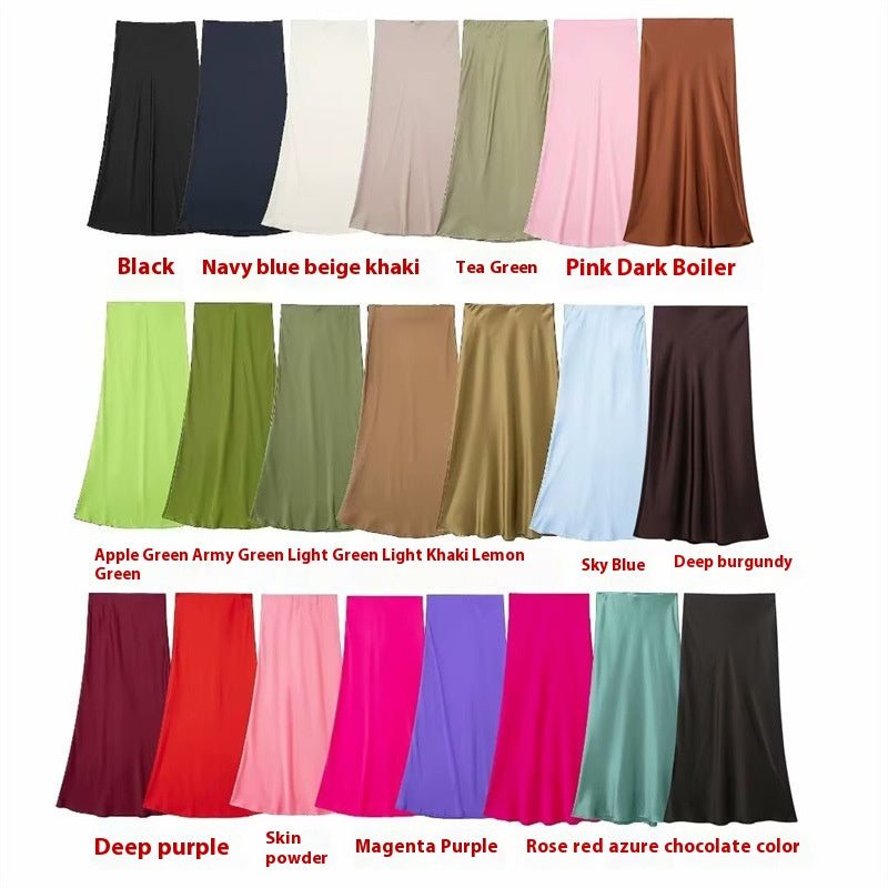 Sway Satin Silky Slim Midi Skirt