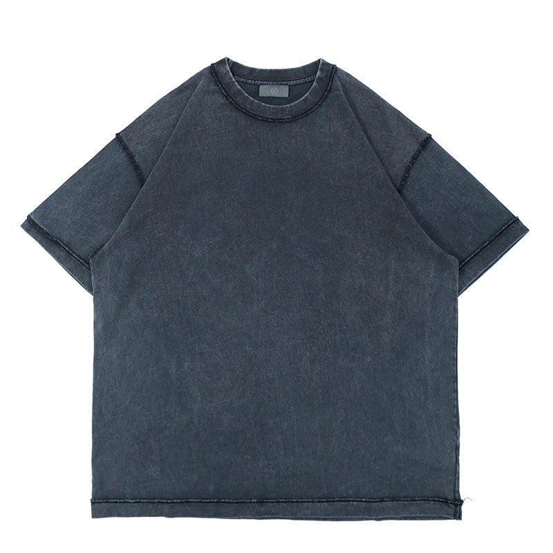 Heavyweight vintage-wash tee in blue