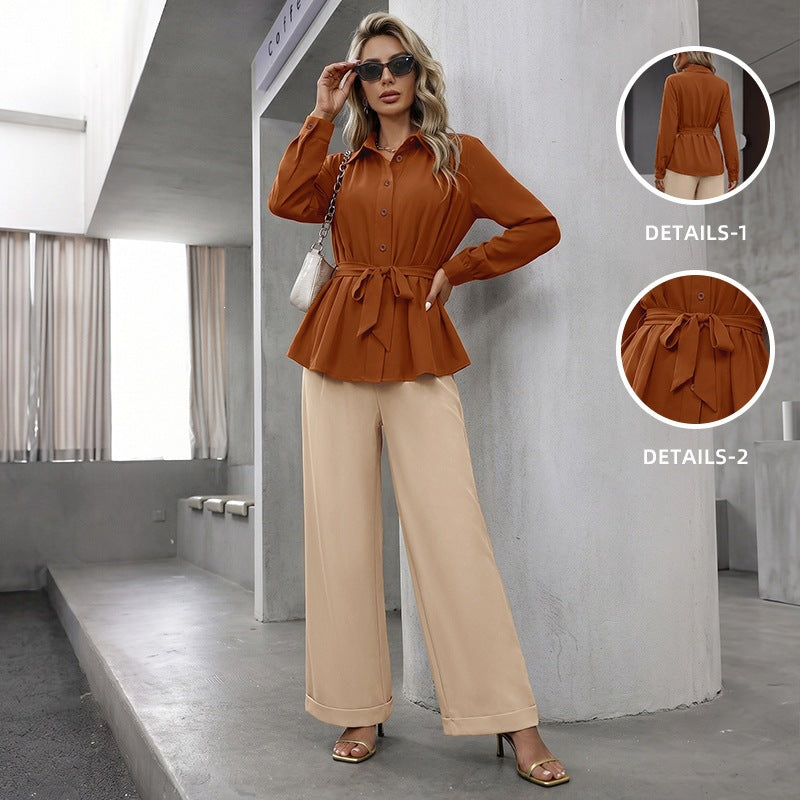 Sera Tie-Waist Shirt & Trousers Set, view 2