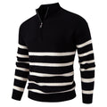 Atlas Men's Zip-Up Striped Colour-Block Sweater