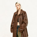 Halo Leather Mid-Length Trench Coat