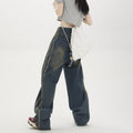 Indigo Striped Straight Jeans