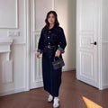 Nova Denim Long-Sleeve Retro Maxi Dress