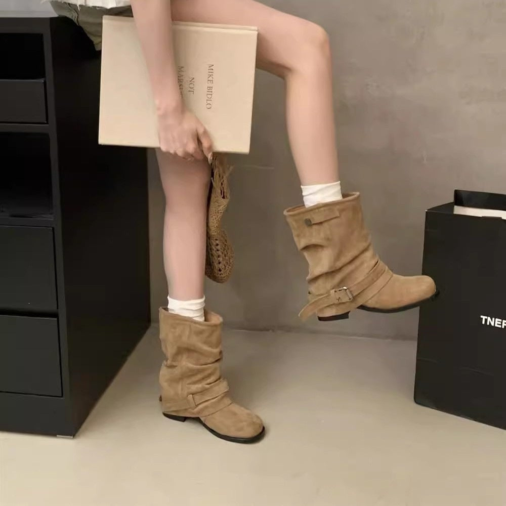 Stride Chunky Pleated Ankle Boots