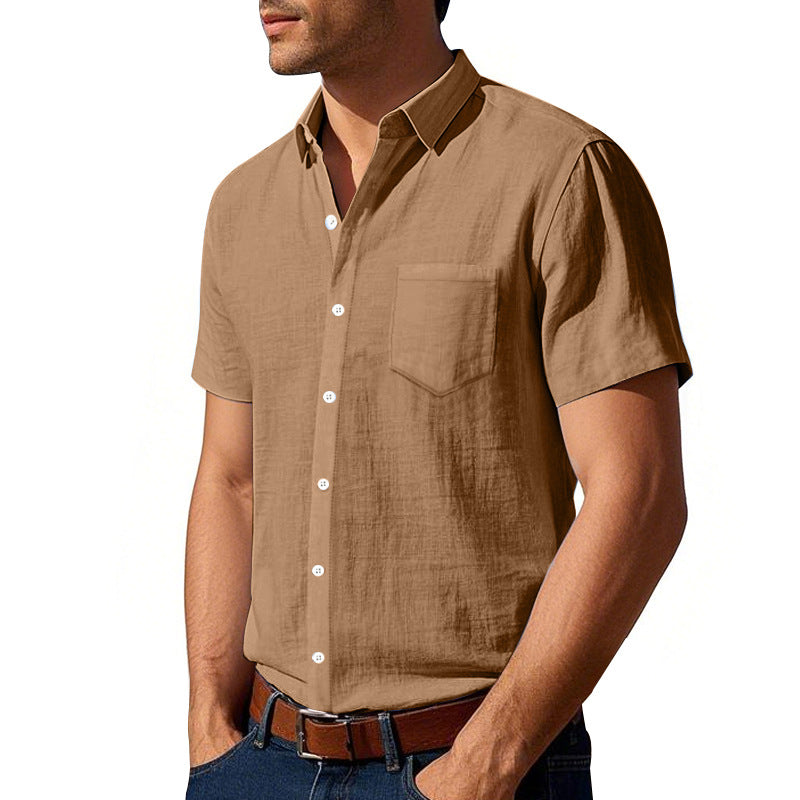 Metro Men's Short-Sleeve Solid Linen Shirt