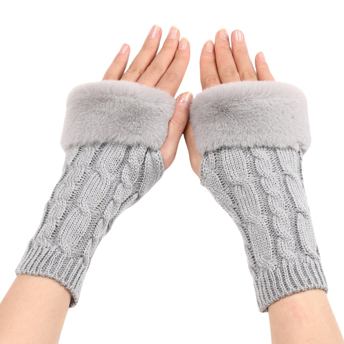 Ember Wool Cable-Knit Knit Arm Warmers