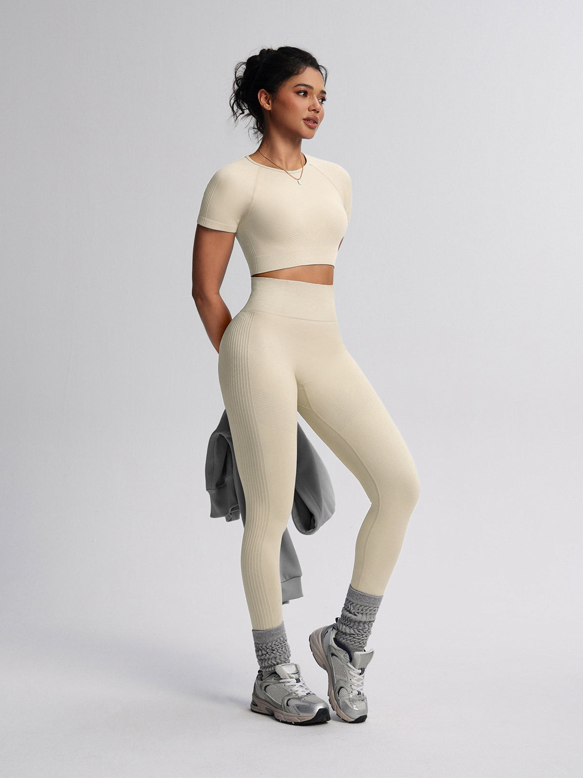 SculptForm Ribbed Seamless High-Waist Two-Piece Set