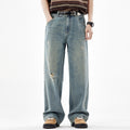 Indigo Men's Straight Ripped Jeans