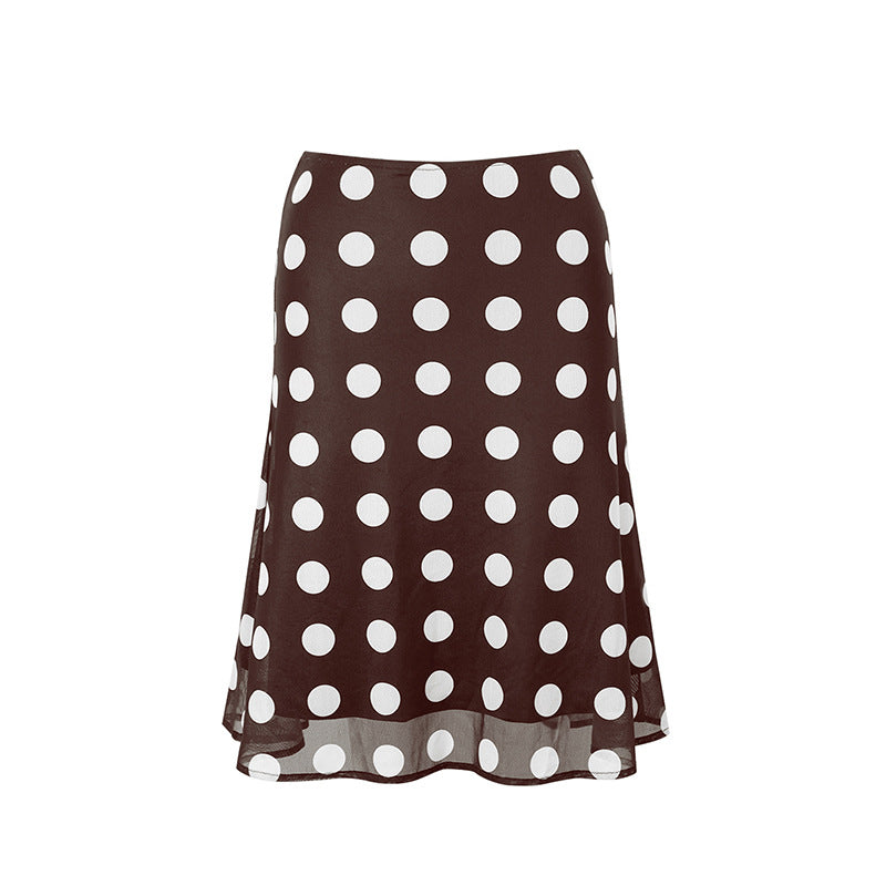 Sway Satin Polka-Dot Printed Midi Skirt