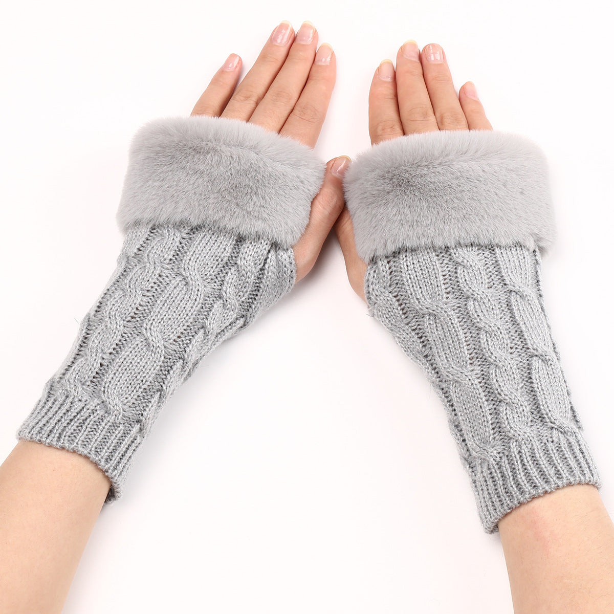 Ember Wool Cable-Knit Knit Arm Warmers