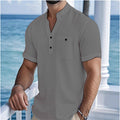 Archive Men's Linen Short-Sleeve Stand-Collar T-Shirt