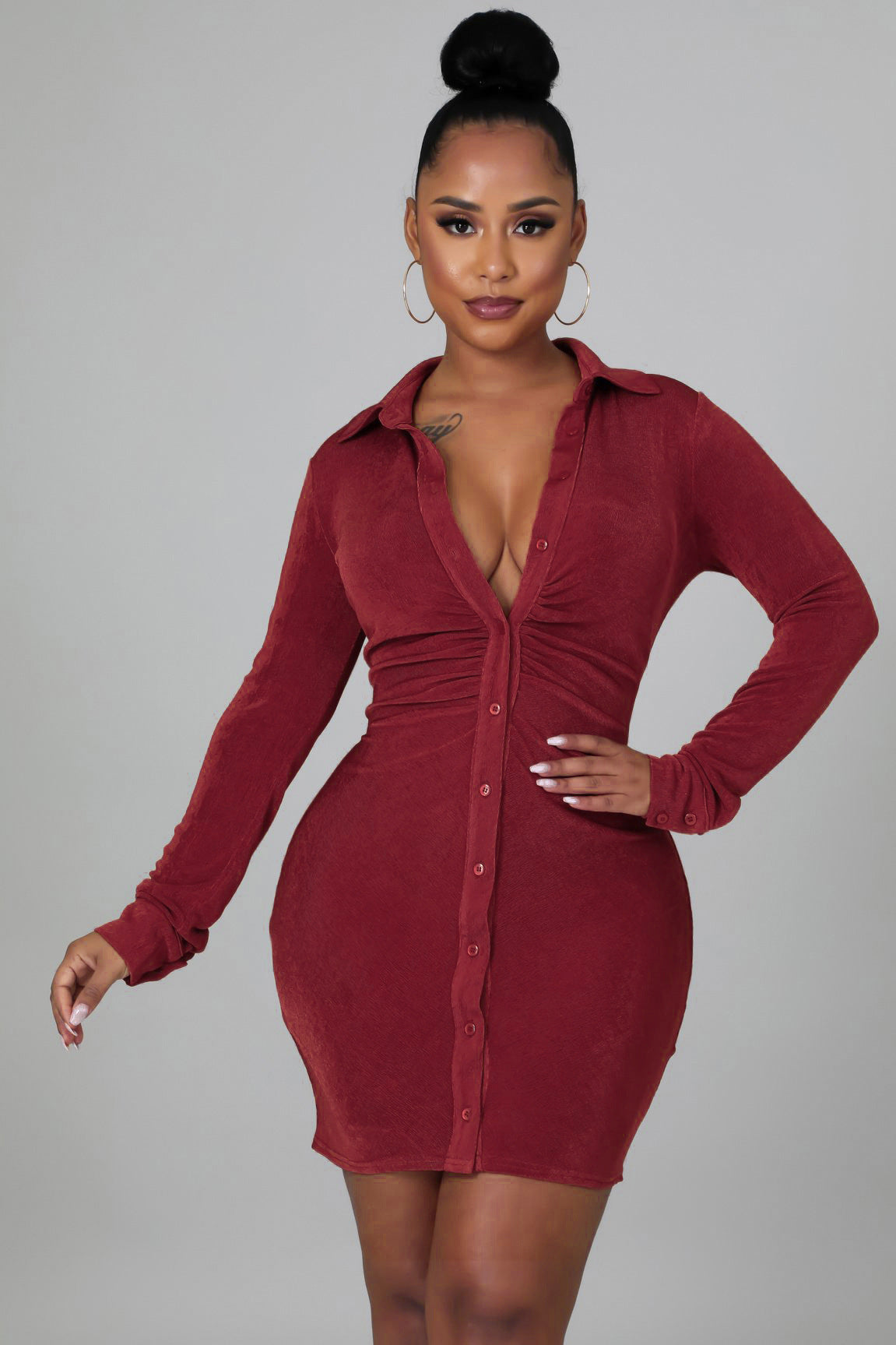 Nova Solid Shirt Dress