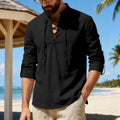 Metro Men's Linen Long-Sleeve Henley Shirt