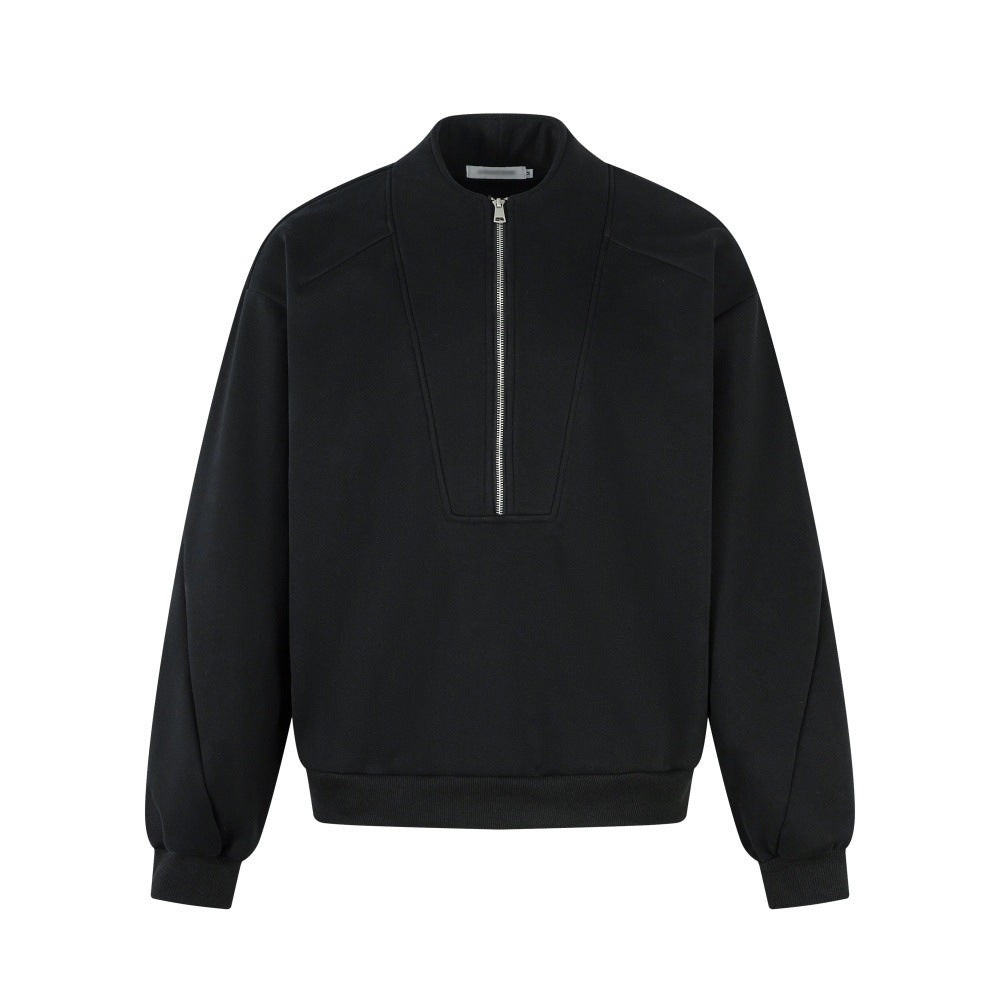 Atlas Men's Fleece-Lined Half-Zip Pullover in Black