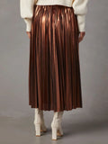 Sway Pleated Faux-Leather Midi Skirt, view 4
