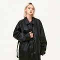 Halo Leather Mid-Length Trench Coat