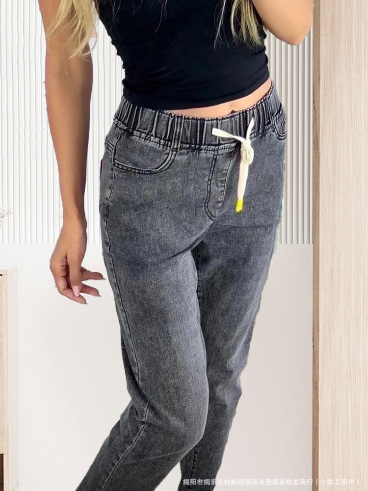 Indigo Wide-Leg Straight Jeans