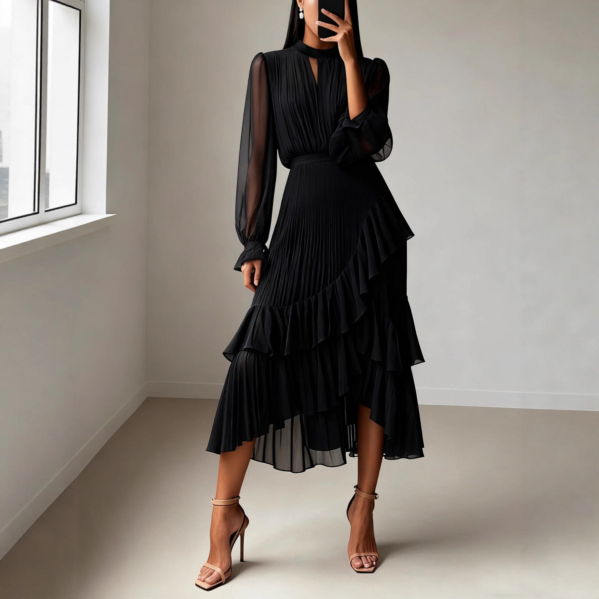 Nova Pleated Midi Dress