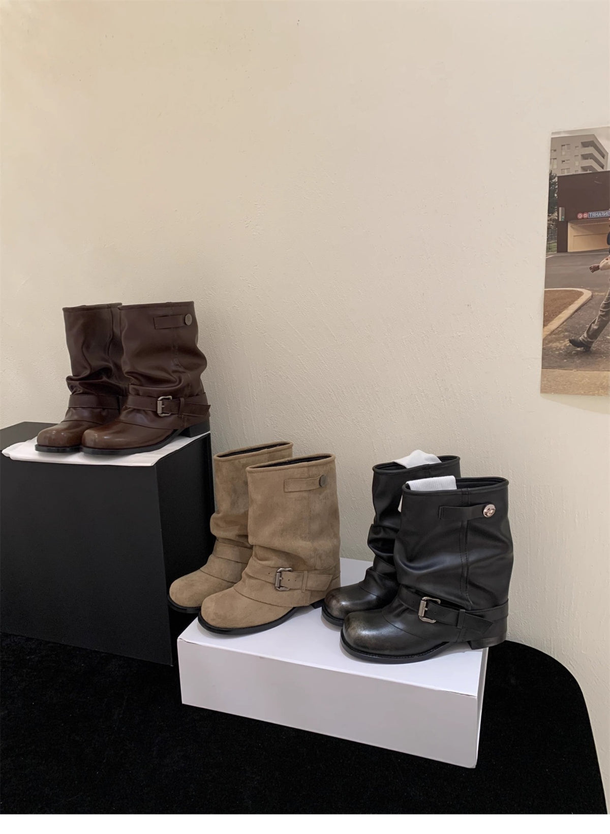 Stride Chunky Pleated Ankle Boots