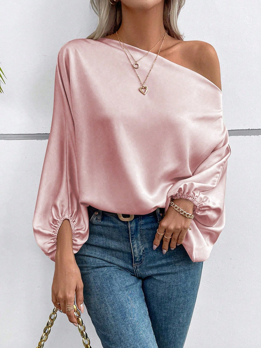Aurelia Satin Off-Shoulder Blouse