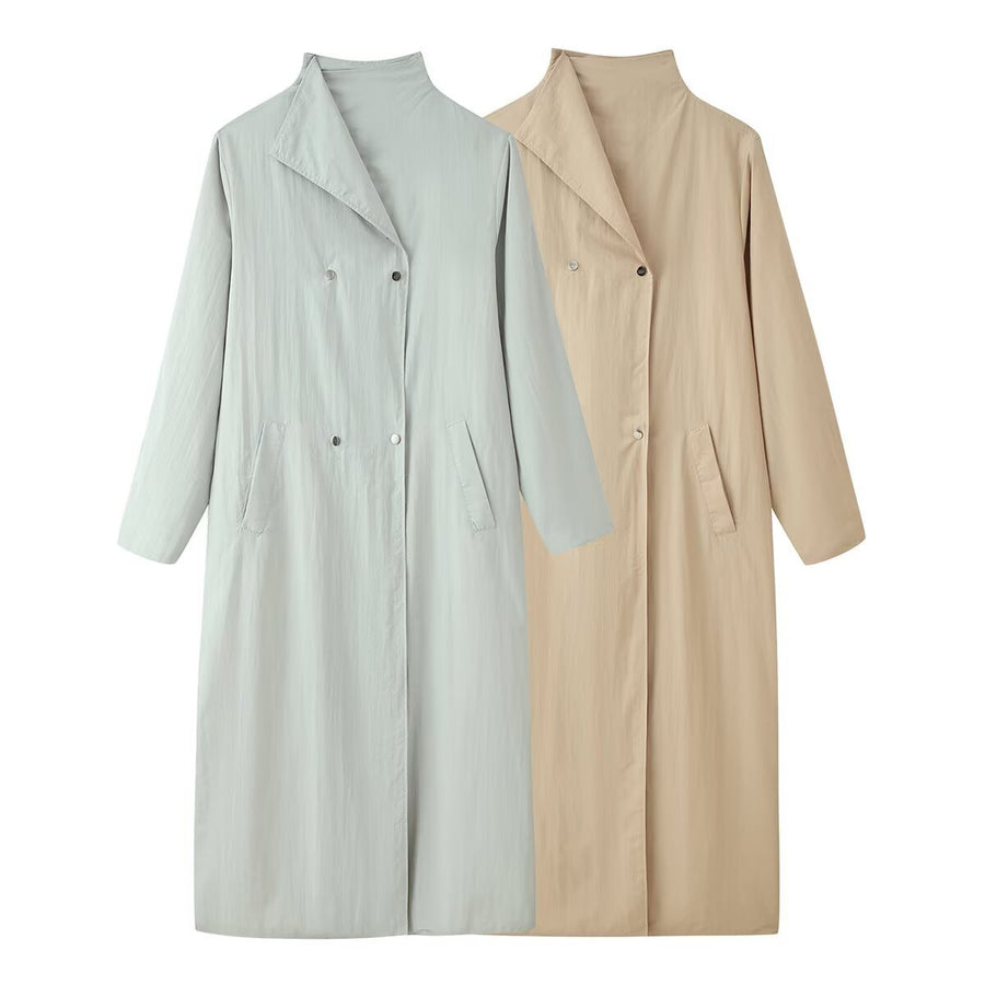 Lumen Double-Breasted Long Trench Coat
