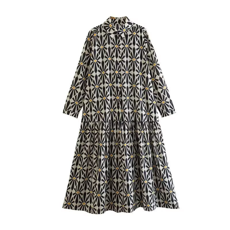 Sera Printed Collared Maxi Dress