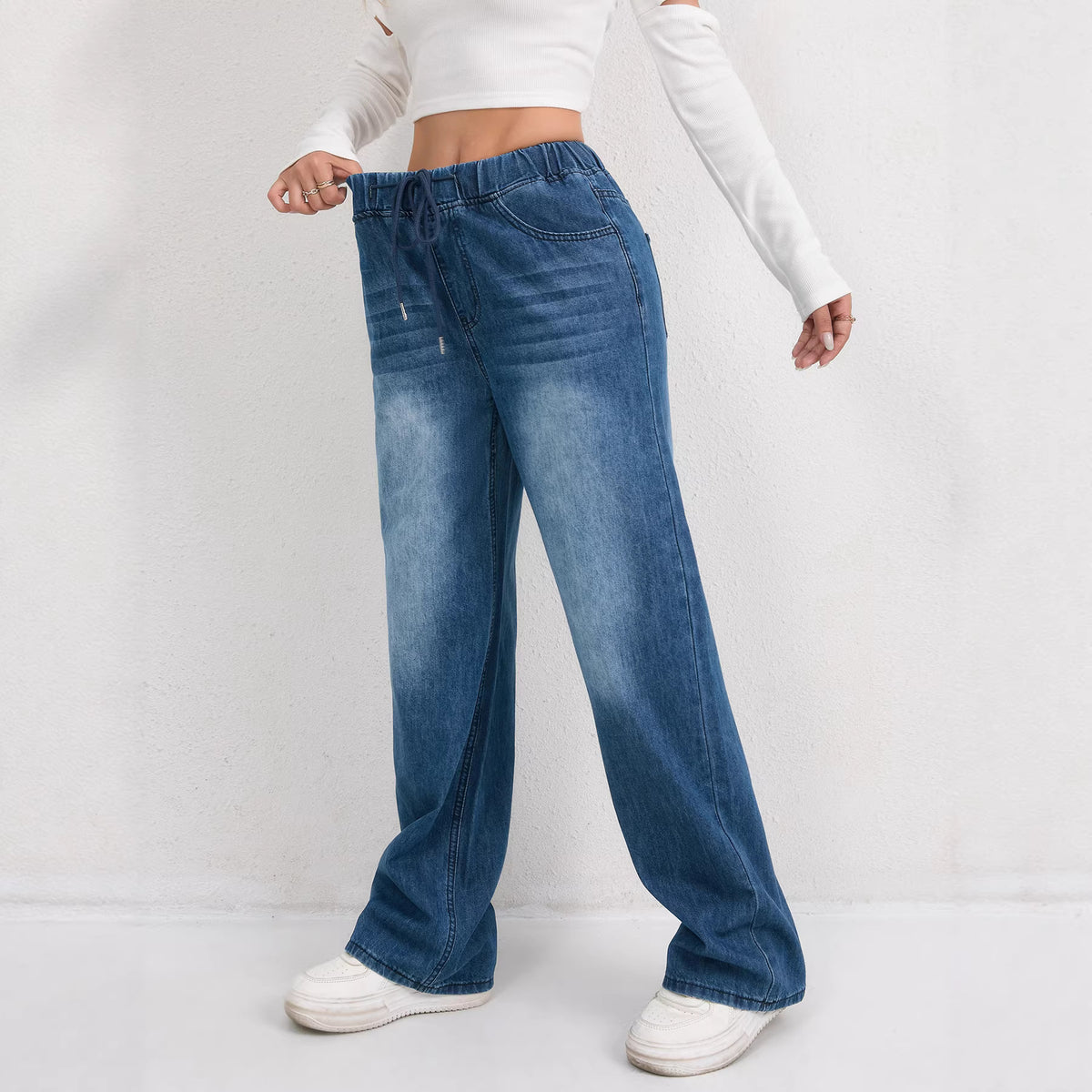 Indigo Denim Straight Jeans