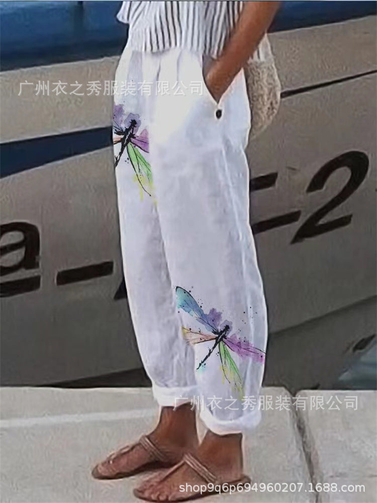Flow Linen Cotton Floral Trousers