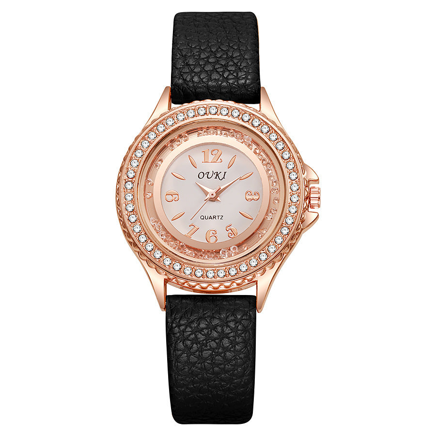 Tempo Minimalist Round Rhinestone Watch