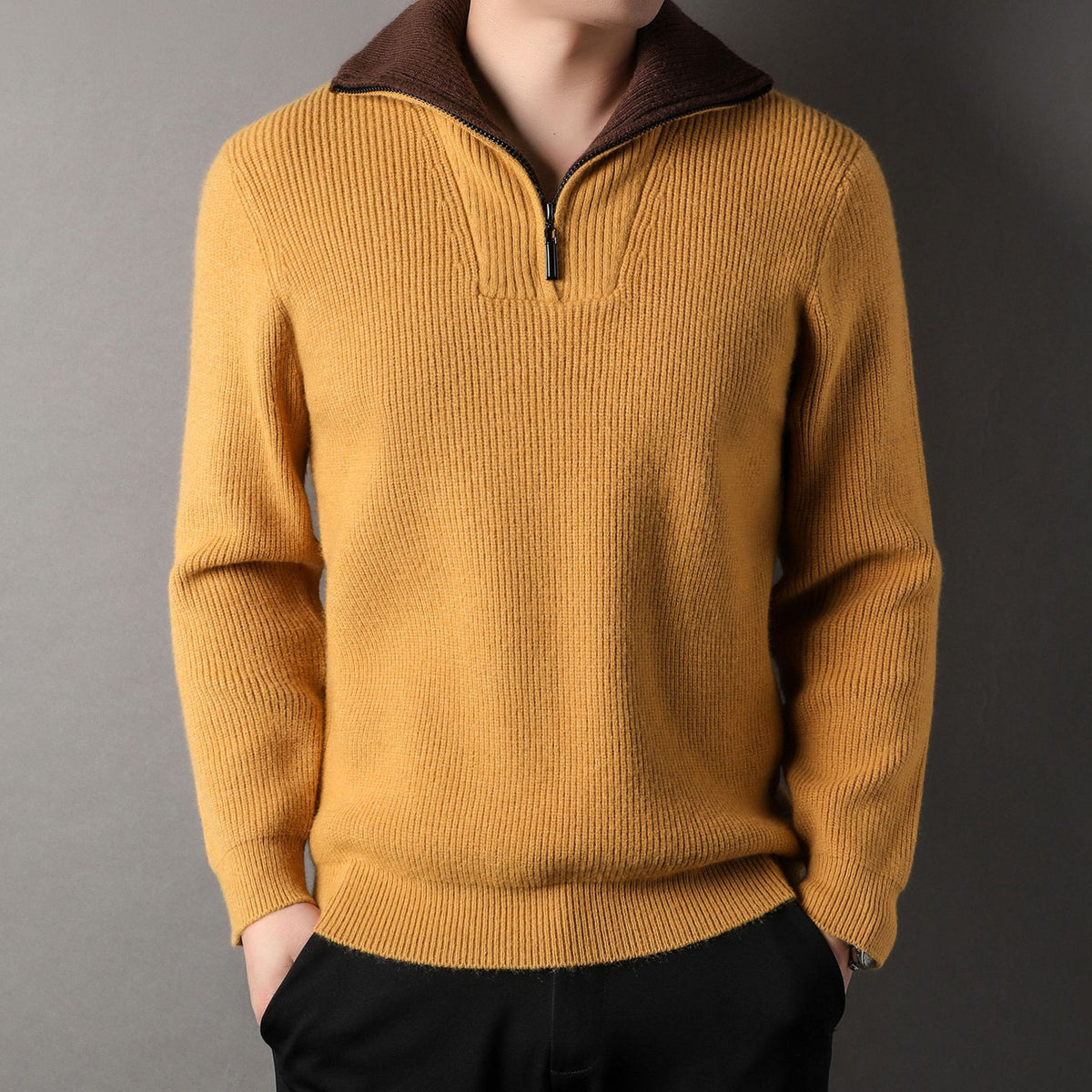 Atlas Men's Lapel Jacquard Sweater