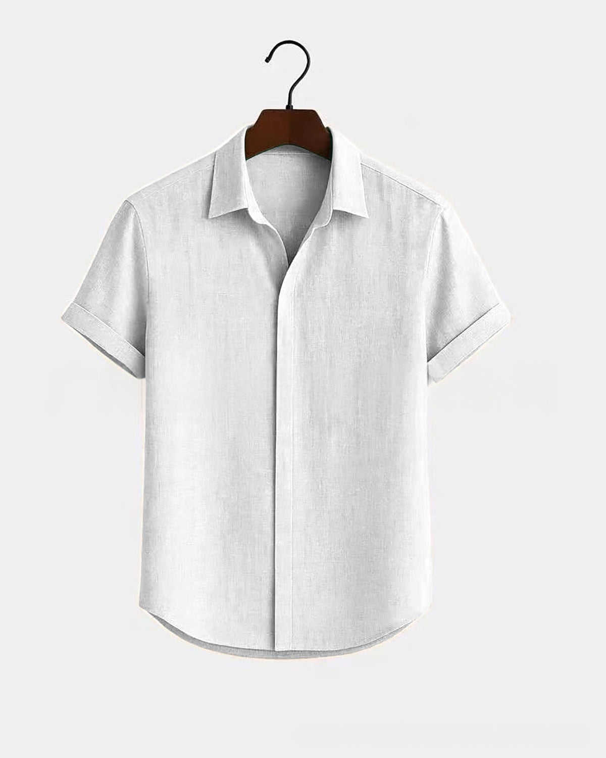 Metro Men's Cotton Short-Sleeve Solid Linen Shirt