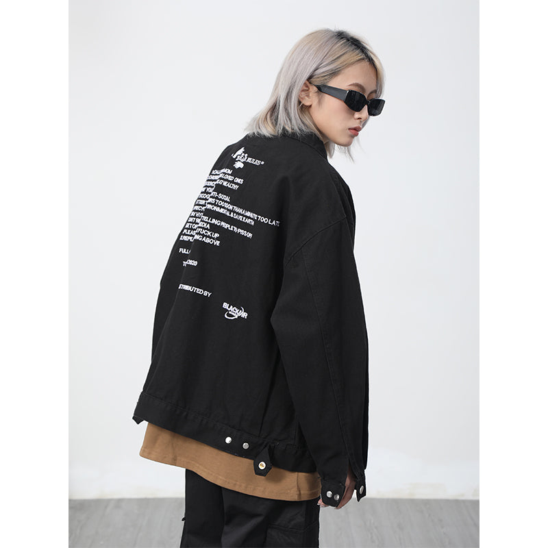 District Men's Relaxed Letter-Print Embroidered Bomber Jacket